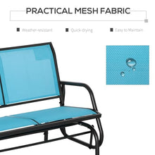 leoglint 2-Person Outdoor Chair Outdoor Glider Bench, Patio Double Swing Rocking Chair Loveseat w/Powder Coated Steel Frame for Backyard Garden Porch, Blue