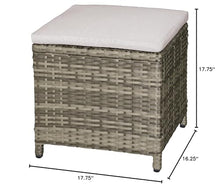 Greemotion Antigua Modern All-Weather Wicker Patio Ottoman (Set of 2), Padded Seat for Outdoor Porch Garden, Brown and Beige