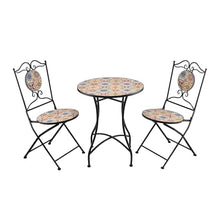 Alpine Corporation Indoor/Outdoor Mediterranean Tile Design Set Table and Chairs Patio Seating