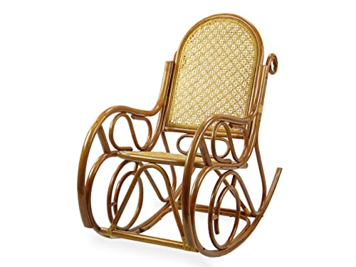 Wickerix Milano Rocking Chair, Natural Rattan Wicker Handmade, ECO, Colonial Color