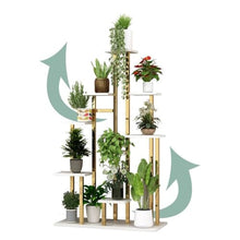 zktoermn 7-Tier Metal Plant Stand Indoor Outdoor, Large Tiered Shelf for Plants/Flowers, for Patio, Balcony, Living Room, Bedroom(Natural)