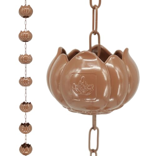 DFTDFYXYRain Chain Rain Water Catcher Aluminum Adjustable Rain Catcher Chain for Window Garden Decorations Functional and Decorative for Eaves Drainage,Patio,Temple,Replacement Downpipe,5m(16.4ft)