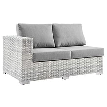 Modway Convene Wicker Rattan Outdoor Patio Left-Arm Loveseat in Light Gray Gray