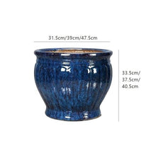 yinxx240708 Courtyard Large Ceramic Flowerpot，Planter for Indoor and Outdoor Garden Plant Potwith Drainage Hole Plant Pot for Indoor or Outdoor Porch/Garden(Blue,Large)