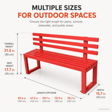 ZGLGKL Outdoor Metal Bench with Back, Weatherproof, Heavy Duty Galvanized Steel Garden Bench for Garden, Patio, Outside, Park (Black,78.7" L)