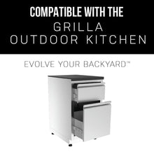 GRILLA Outdoor Kitchen Cabinet 19.5" with 2 Built-in Drawers, Stainless Steel, Modular, For Outdoor Grilling, Outdoor Kitchen, and Storage
