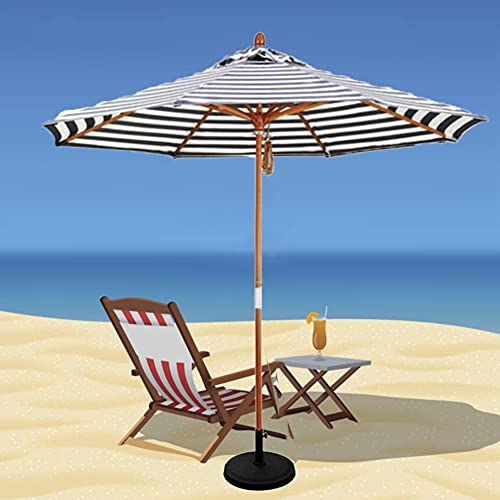 ARGENTFLUX 9ft/270cm Large Patio Umbrella Outdoor Parasol Umbrella in Striped, Wooden Pole, Garden Sun Shade Umbrella, 8 Ribs