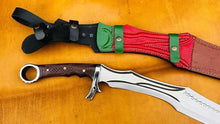 EGKH 24" Handmade Carbon Steel Blade Survival Machete Knife for Hunting Camping Bushcraft with Rosewood Handle and Leather Sheath - Tempered, Sharpened, Ready to Use