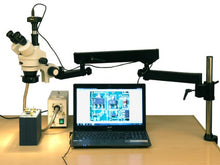 AmScope Digital Trinocular Stereo Zoom Microscope 3.5X-180X Magnification with Fiber-Optic Ring Light and 8MP Camera