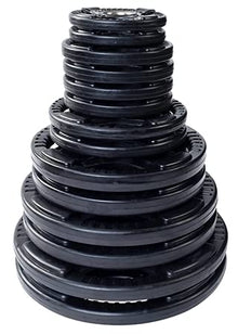 French Fitness Olympic Weight Plate Set 350 lbs Rubber Grip