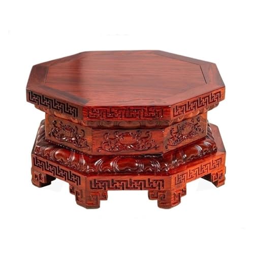LUYOUBOZHU Vase Stand Octagonal Plant Stand Wooden Vase Base Redwood Flower Potted Plant Bonsai Holder(Small)