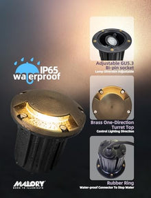 MALORY Low Voltage Landscape Well Lights,（φ126 mm Brass Top Cover 10Pack