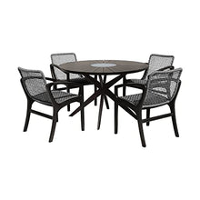 Armen Living Sachi and Brighton 5 Piece Dining Set Dark Eucalyptus and Grey Rope