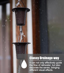 YUSIWOAL Japanese Cup Rain Chain, Aluminum Alloy Downspout Alternative, 5 Cups Per Meter, Adjustable Length for Garden Yard Patio, Rust-Resistant Metal Water Feature Decor(3.6 m (11.8ft))