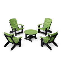 Wildridge Heritage 5-Piece Adirondack Chair Conversation Set, Lime Green and Black - Outdoor Weather Resistant Recycled Plastic Furniture for Patio