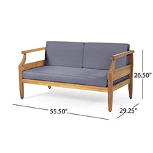 Christopher Knight Home Gallia Outdoor Loveseat Set, Teak Finish, Dark Gray