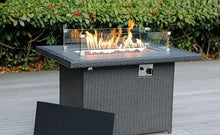 Fully Assembled Sunbrella Taupe 20 Piece Ohana Outdoor Patio Furniture Black Wicker Conversation Set with Fully Assembled Sectional and 42-inch Propane Gas Fire Table