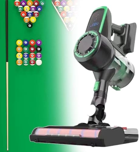 Hiedmeil Billiard Table Cloth Cleaner, 22kpa 240w Pool Table Cleaner, Cordless Billiard Cloth Vacuum Cleaner, Mount Charging Pool Table Cloth Brush Cleaner Kit for Billiard Halls Green (Green)
