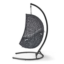Swing Lounge Chair, Black Grey Gray, Modern, Outdoor Patio Balcony Cafe Bistro Garden