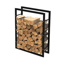 DJVHSRI Heavy Duty Metal Firewood Rack with Side Rails, Indoor & Outdoor Log Storage Stand, Easy Assembly,