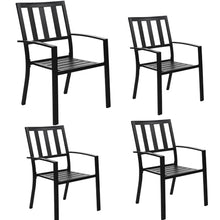 MFSTUDIO Outdoor Dining Chairs Set of 4, Metal Patio Chairs for Deck Bistro Porch Lawn, Black Wrought Iron Stackable Patio Dining Chairs