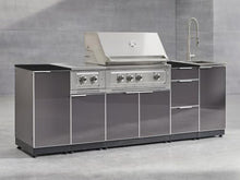 NewAge Products Classic Series 4PC Aluminum Slate Gray Modular Outdoor Kitchen Grill Island with 36" Performance Grill NG - 24"D x 52"W x 47.5"H