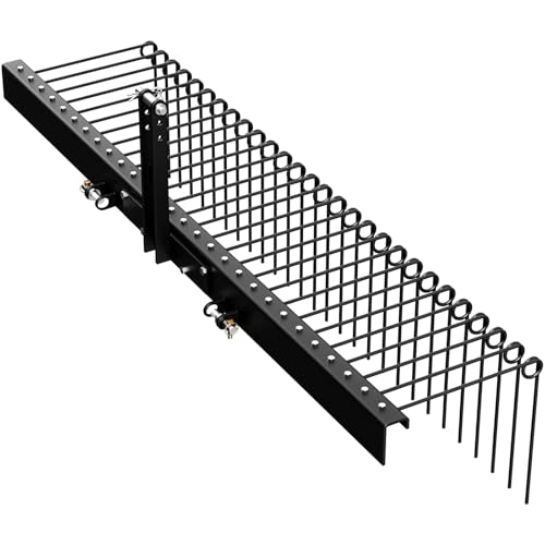 72" 3 Point Pine Straw Landscaping Rake Heavy Steel Construction Compatible with Cat-0 & Cat-1 Tractors for Yard Cleanup Debris Removal