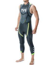 TYR Men Cat 5 Sleeveless Wetsuit Black/Grn/Yellow