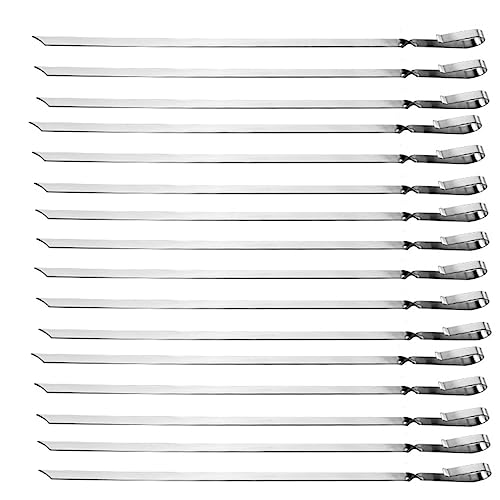 SPXTOM 10-100pcs Steel Barbecue Skewers, Long Flat Grilling Skewers, Easy to wear Meat, Reusable, for Meat Shrimp Chicken Vegetable (Size : 100)