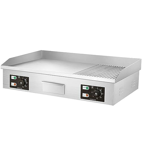 RUYICZB Electric Griddle 29 in Flat Top Grill Commercial Electric Griddles W Drip Hole Stainless Steel Flat Top Grill Hot Plate Adjustable Temperature Control 122-575℉ for Home Or Restaurant