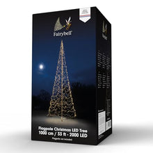 Fairybell - Flagpole LED Christmas Tree - Outdoor Christmas Decorations - Warm White - 2,000 LED Tree - 33ft- Suitable for Existing Flagpoles