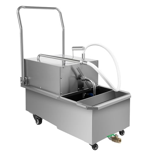 Commercial Mobile Fryer Oil Filter Cart, 550W 110V Stainless Steel for Restaurant