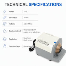 Water‑Cooled Manual Lens Edger & Polisher, 35mm Diamond Wheel for Glass Resin Plastic Lens Processing, for Optical Shops and Hobby Users