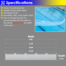 Large Area Pool Skimmer Net without Pole, Reusable Fine Mesh Pool Cleaner Net Replacement for Leaf Grease Skin Flakes Foam Removal, Public Pools/Water Park/Bathhouse Debris Strainer Nets(Width x Depth
