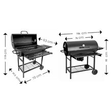 TBLOTYD Outdoor Barrel Smoker BBQ Grill - 4 Air Vents Metal Patio Grill with Mesh Bottom Shelf Upper & Side Shelves for Grilling Tools Perfect for Backyard Barbecues