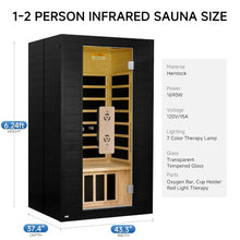 RESTISLAND Home Infrared Sauna with Red Light Therapy, 1-2 Person, Black