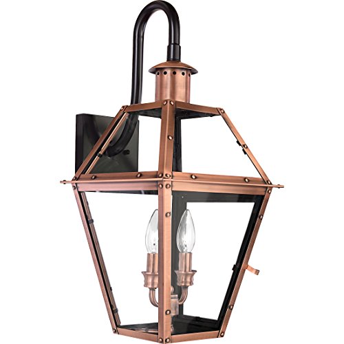 Quoizel Rue De Royal Charleston Outdoor Wall Lantern 22.5 Inch 2-Light Aged Copper