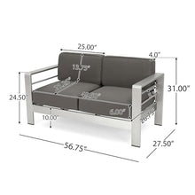 SRECELL Aluminum Patio Loveseat Outdoor Couch 2 Seat with 6 Inch Cushions, Heavy Duty Metal Frame Garden Sofa for Porch Deck Balcony, Water-Resistant Fabric, 600 Lbs Capacity