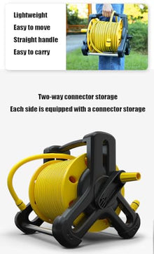 Etsuosy Portable Garden Hose Reel Cart with Hose, Wall Mount Storage Rack, 25m