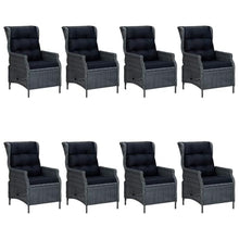 Heofavd 9-Piece Outdoor Dining Set Dark Grey Solid Acacia Wood Rectangular Table 78.7" Large Adjustable Armrest Chairs Weather-Resistant PE Rattan Patio Furniture for Garden Balcony Backyard