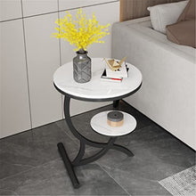 POLGDW Rock Slab Side Table Fashion Round Living Room Small Coffee Table Balcony Small Round Table Sofa Coffee Table Corner Table(Svart,60 * 45cm)