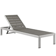 Modway Shore Aluminum Outdoor Patio Poolside Chaise Lounge Chairs Silver Gray