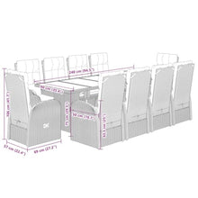 LKJVFCPW 11 Piece Outdoor Dining Set, PE Rattan Patio Furniture with Acacia Wood Table and 10 Reclining Chairs with Cushions for Garden Backyard