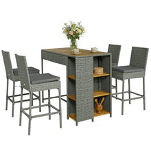 Outsunny 5 Piece Outdoor Bar Set Outdoor High Top Table and Chairs Gray