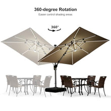 OROTLECT 9' x 9' Square Lighted Cantilever Umbrella With Base,Beige
