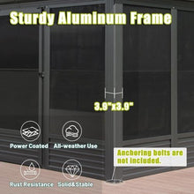 11.2x14.6FT Sunroom, Four Season Solarium Aluminum Hardtop Gazebo with Galvanized Steel Roof, Movable PVC Screen Walls, Sliding Doors, Sun Room Pavilion Gazebo for Patio Deck Backyard, Gray