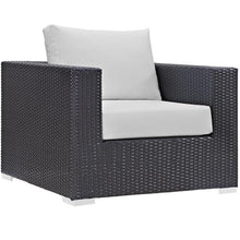 Home Square 2 Piece Rattan and Aluminum Outdoor Patio Chair Set - Espresso/White