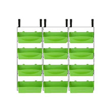 Vertical Garden Wall Hanging Planter, Elevated Garden Beds with Water Drainage Hole, Multi-Layer Railing Flower Pots for Three-Dimensional Greening Planting (Color : Green, Size : 99x90cm)