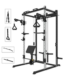 EonfitOmni Power Rack with LAT Pulldown Cable Crossover Pulley System Black7