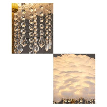 ZHONGCHENGWU Floor Lamp Feather Floor Lamp with Side Table, 63" Romantic Lighting for Living Room(White)